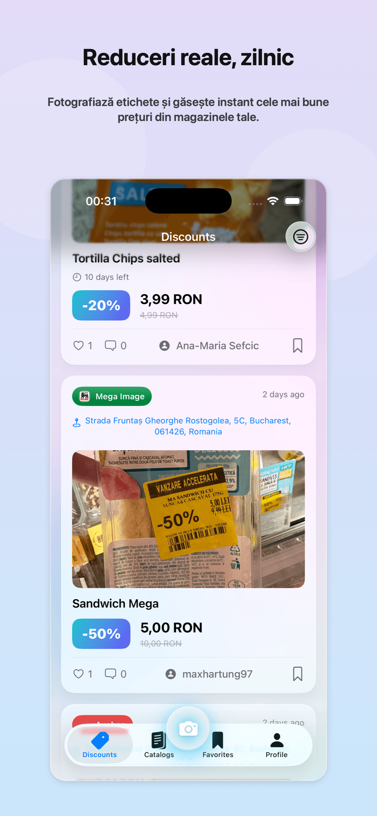 Ecran Discount Search cu reduceri postate de comunitate